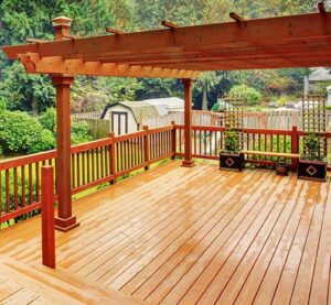 Wooden deck and pergola