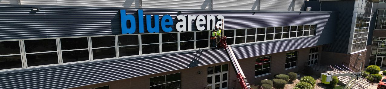 M&E Painting working on Blue Arena