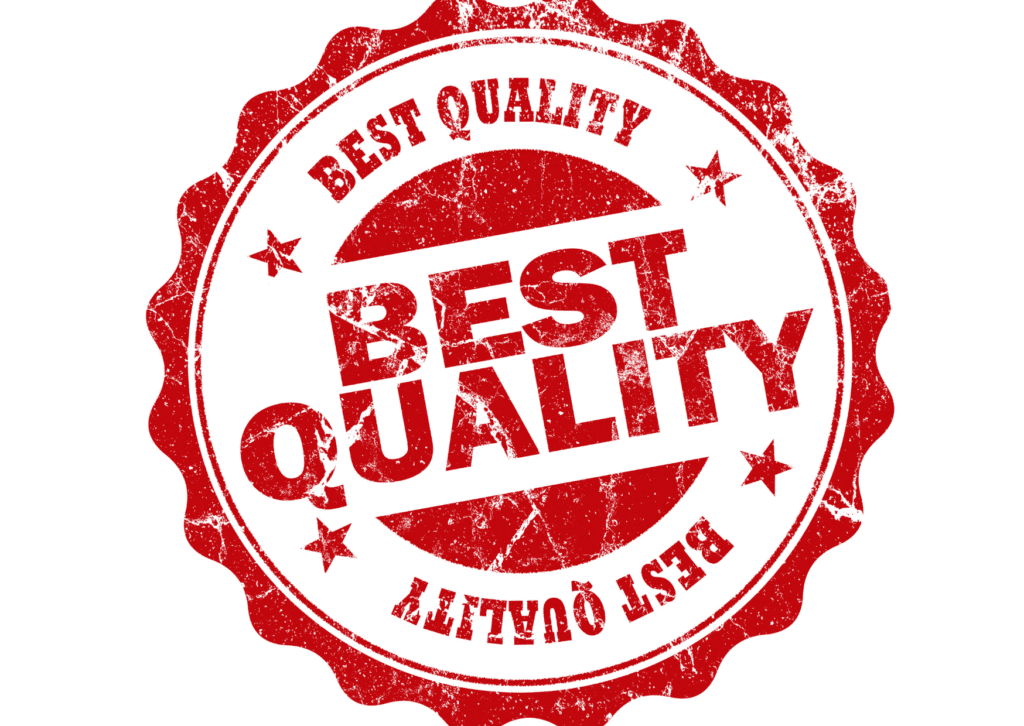 Red "Best Quality" stamp highlighting premium services or products, emphasizing high standards and reliability.